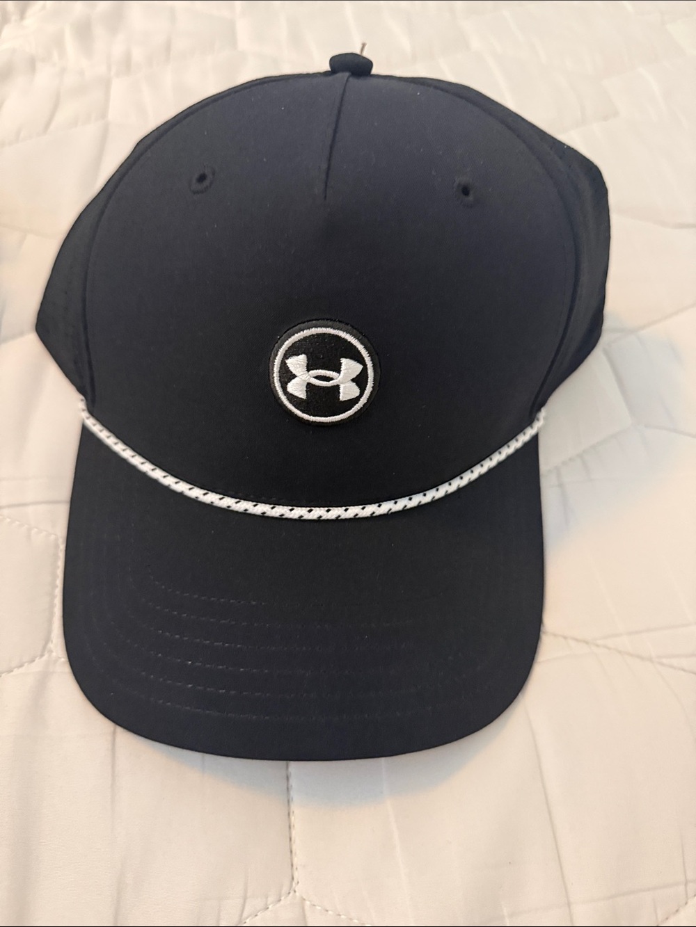 Under Armour Black Baseball Cap with White Rope Trim